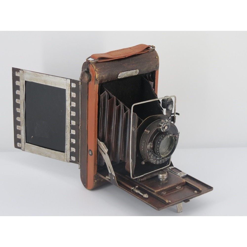 Vintage Style Bellows Camera Metal  Decorative Box Brown Steampunk Rustic Decor